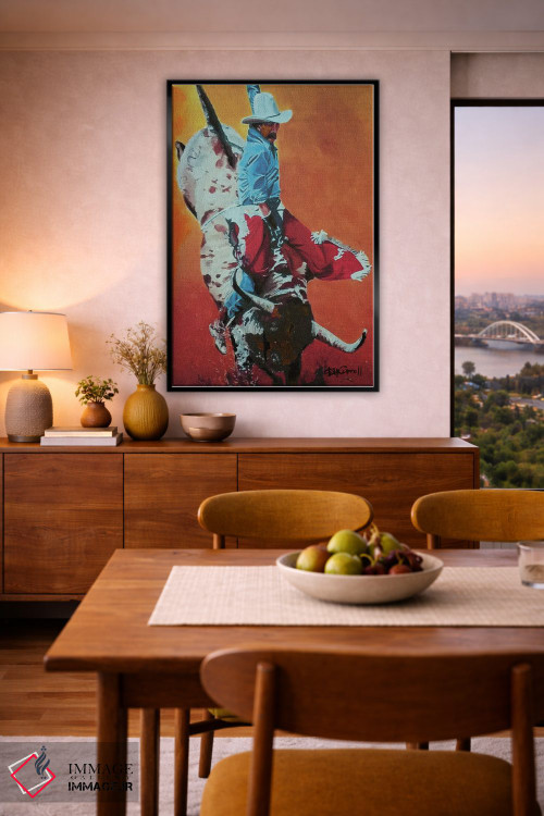 تابلو دکوراتیو سوار گاو اثر پاتریشیا کارول - D5B