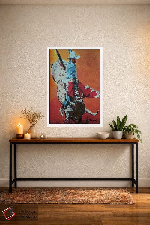 تابلو دکوراتیو سوار گاو اثر پاتریشیا کارول - D4W