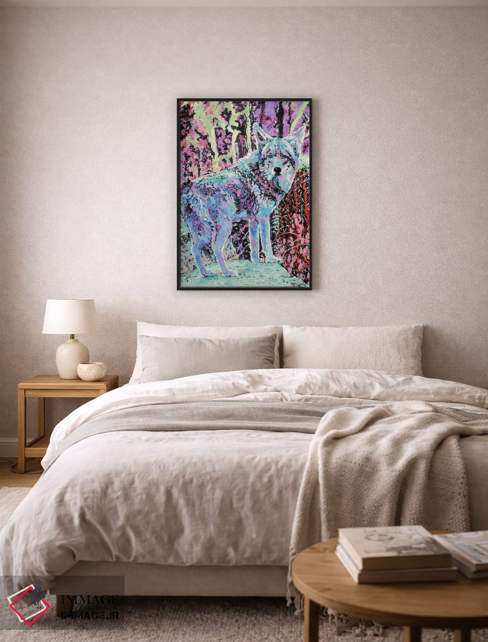 تابلو دکوراتیو کایوت رنگی اثر پاتریشیا کارول - D6B