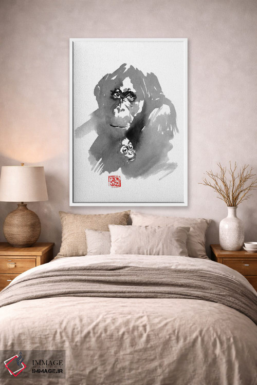 تابلو دکوراتیو خانواده اورانگوتان اثر پشان - D1W