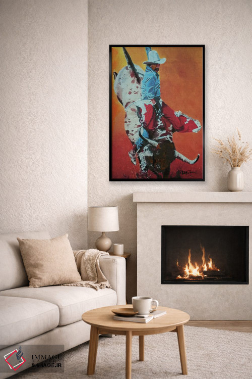 تابلو دکوراتیو سوار گاو اثر پاتریشیا کارول - D6B