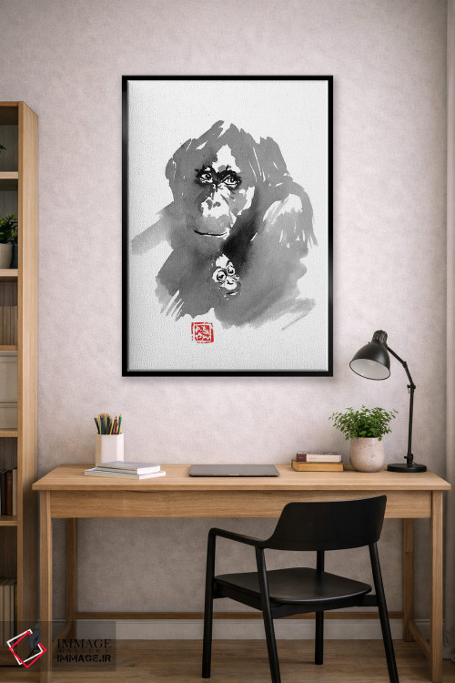 تابلو دکوراتیو خانواده اورانگوتان اثر پشان - D2B