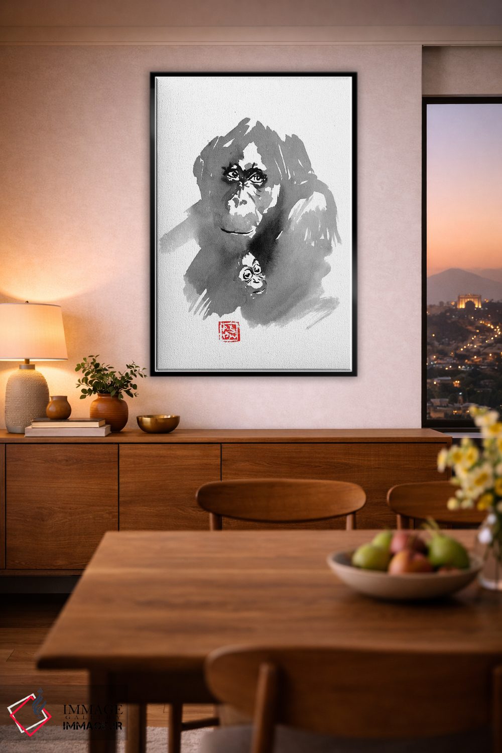 تابلو دکوراتیو خانواده اورانگوتان اثر پشان - D3B