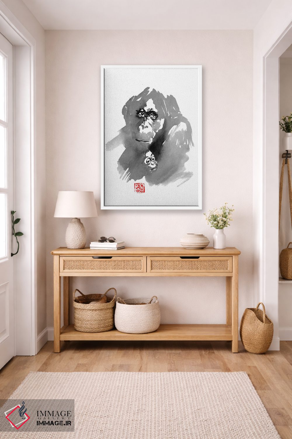 تابلو دکوراتیو خانواده اورانگوتان اثر پشان - D6W