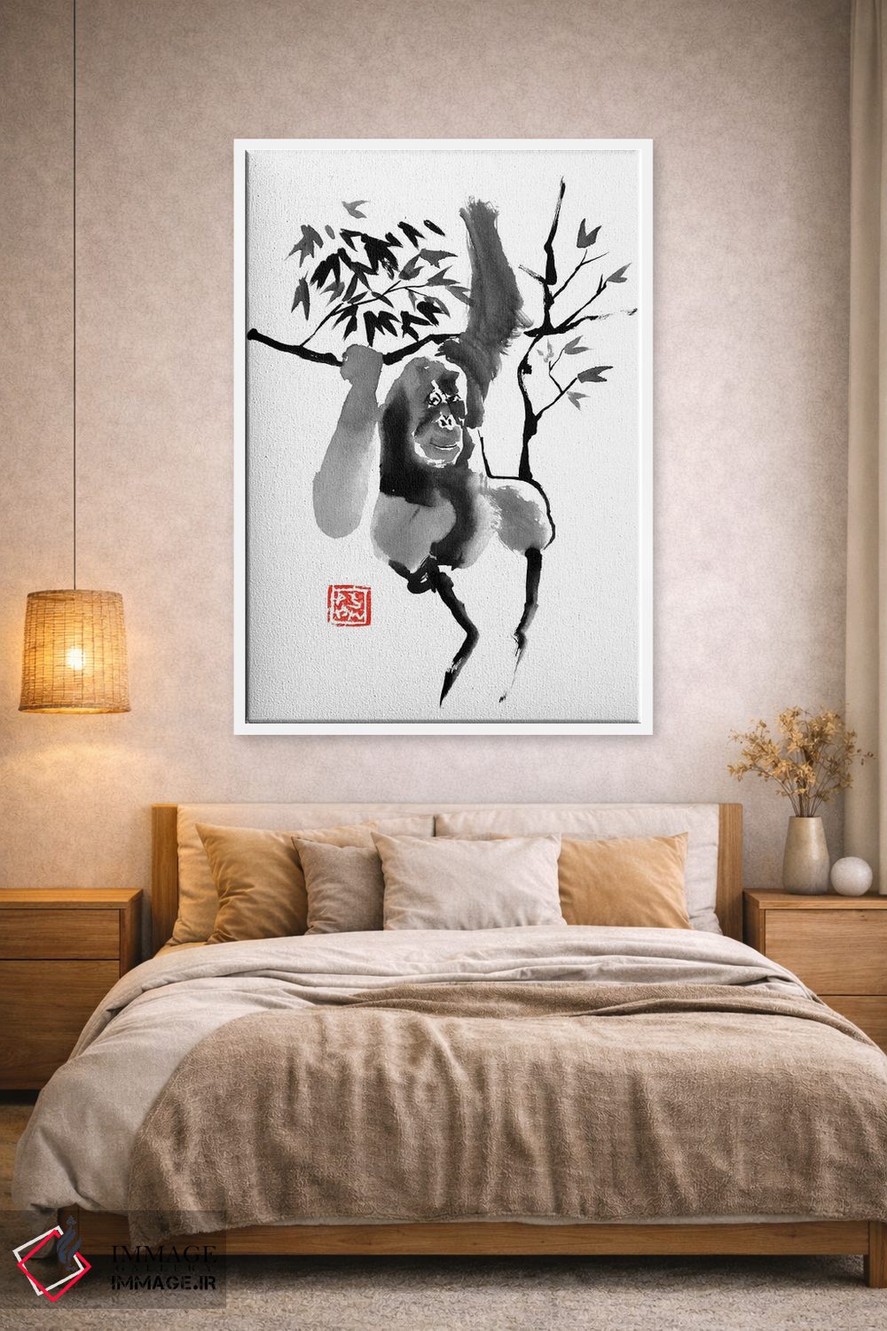 تابلو دکوراتیو اورانگوتان روی درخت اثر پشان - D1W