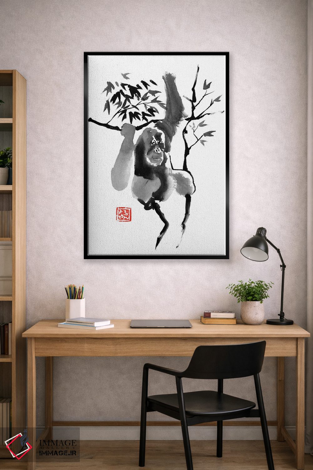 تابلو دکوراتیو اورانگوتان روی درخت اثر پشان - D2B