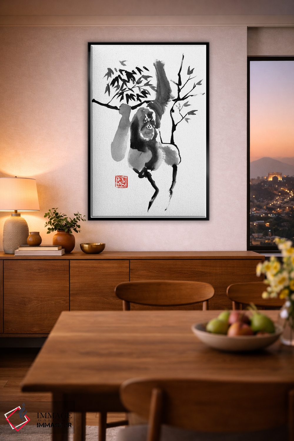 تابلو دکوراتیو اورانگوتان روی درخت اثر پشان - D3B