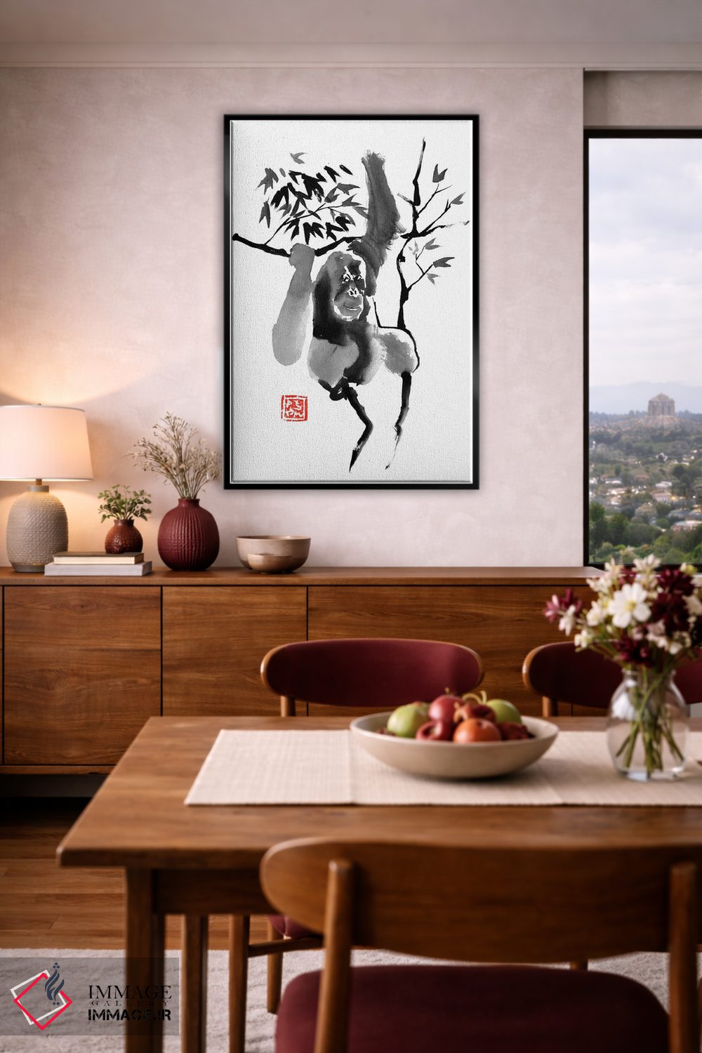 تابلو دکوراتیو اورانگوتان روی درخت اثر پشان - D5B