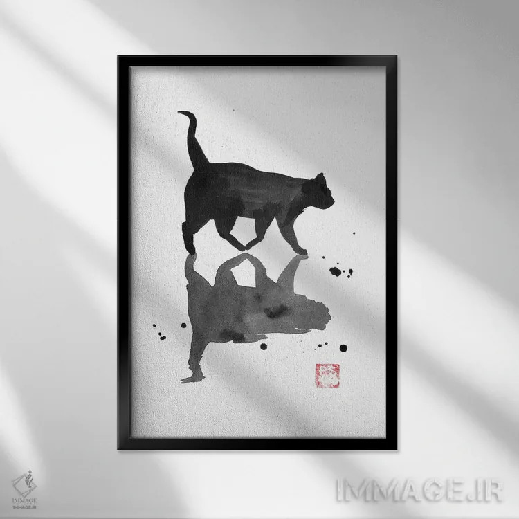تابلو دکوراتیو گودال آب اثر پشان - نمای قابدار مشکی