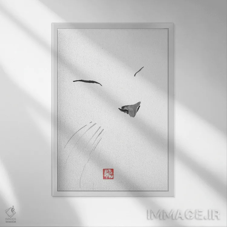 تابلو مینیمال سفید اثر پشان - نمای قابدار سفید
