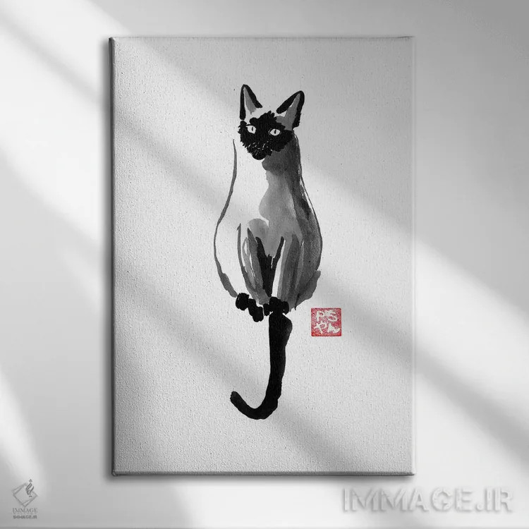 تابلو دکوراتیو سیامی اثر پشان - نمای روبهرو روی دیوار