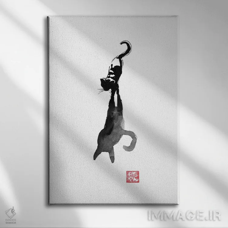 تابلو دکوراتیو سایه گربه اثر پشان - نمای روبهرو روی دیوار