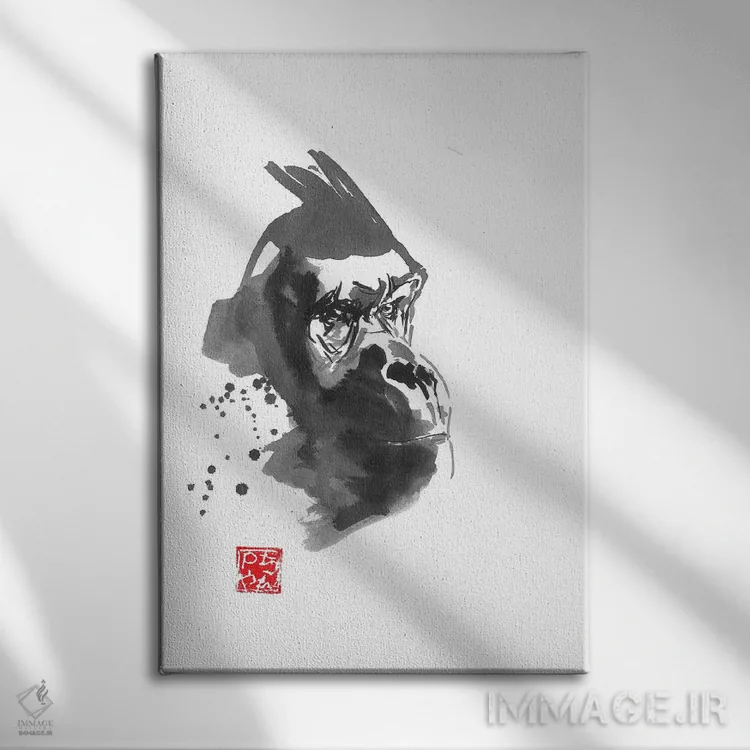 تابلو دکوراتیو افکار گوریل اثر پشان - نمای روبهرو روی دیوار