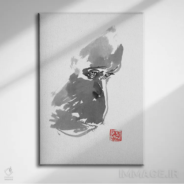تابلو دکوراتیو اورانگوتان غمگین اثر پشان - نمای روبهرو روی دیوار