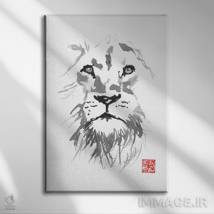 تابلو دکوراتیو شیر سفید اثر پشان - نمای روبهرو روی دیوار