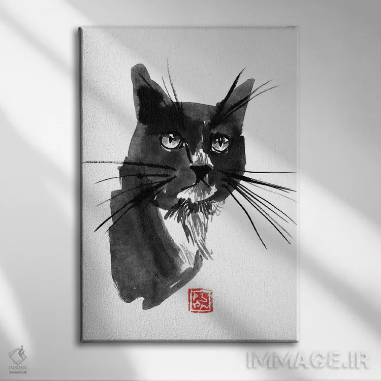 تابلو دکوراتیو گربه بیرون اثر پشان - نمای روبهرو روی دیوار