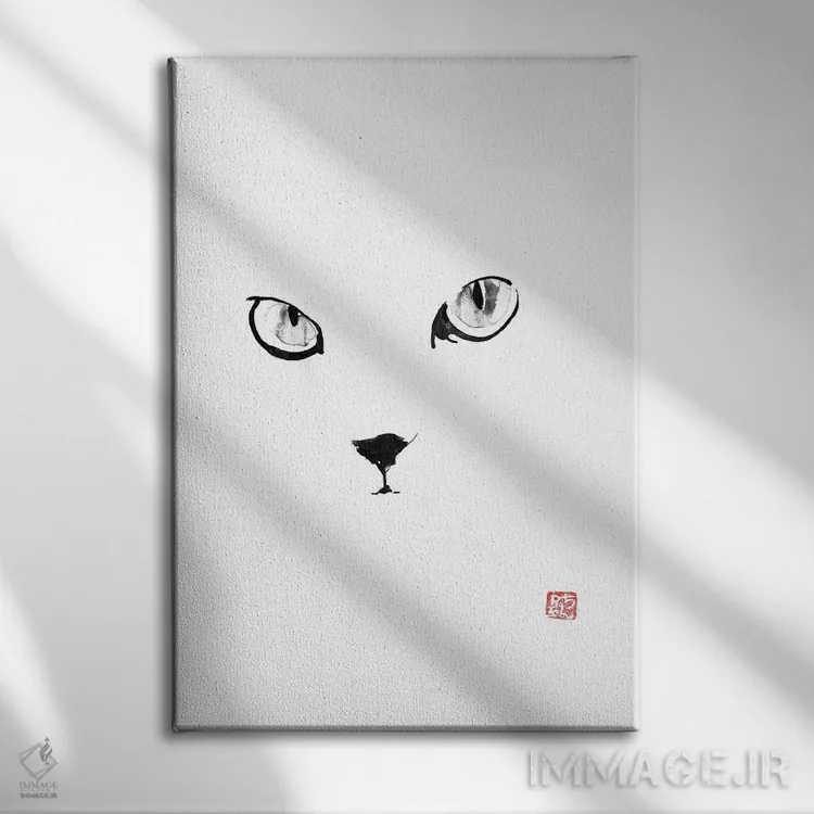 تابلو مینیمال چشم های گربه اثر پشان - نمای روبهرو روی دیوار