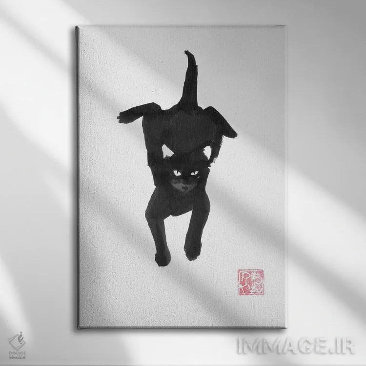 تابلو دکوراتیو گربه قالی اثر پشان - نمای روبهرو روی دیوار