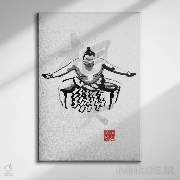 تابلو دکوراتیو سومو اثر پشان - نمای روبهرو روی دیوار