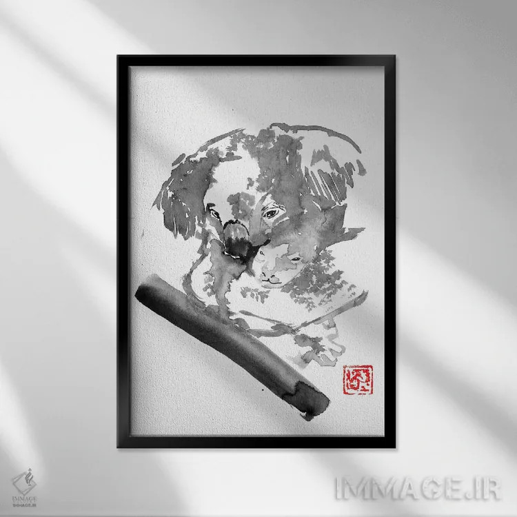 تابلو دکوراتیو کوالا ۴ اثر پشان - نمای قابدار مشکی