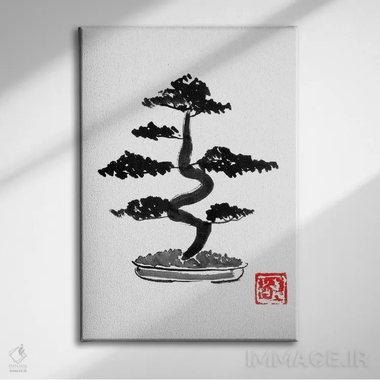 تابلو دکوراتیو بونزای اثر پشان - نمای روبهرو روی دیوار