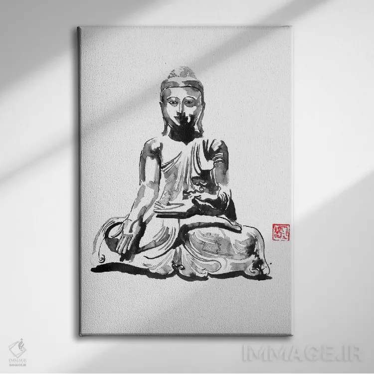تابلو دکوراتیو بودا اثر پشان - نمای روبهرو روی دیوار