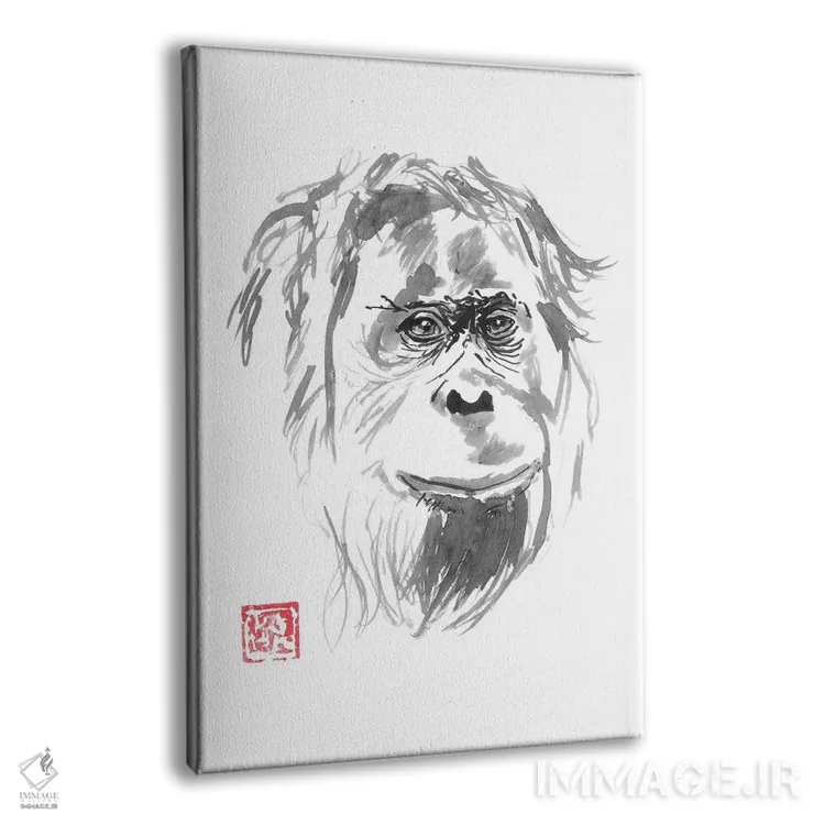 تابلو دکوراتیو لبخند اورانگوتان اثر پشان - نمای پرسپکتیو محصول