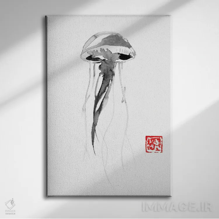تابلو دکوراتیو عروس دریایی اثر پشان - نمای روبهرو روی دیوار