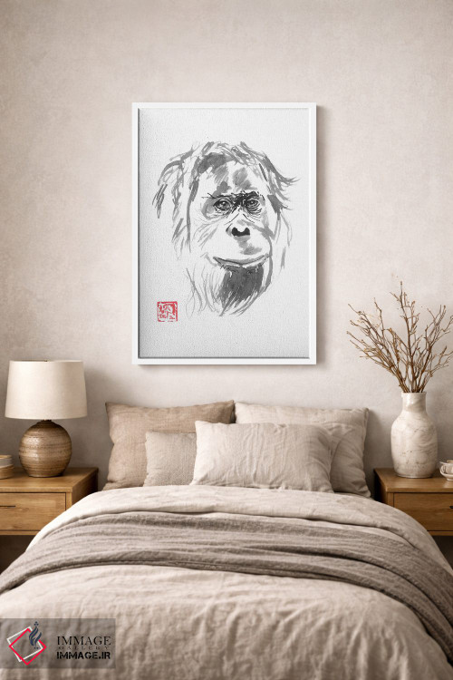 تابلو دکوراتیو لبخند اورانگوتان اثر پشان - D1W
