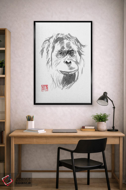 تابلو دکوراتیو لبخند اورانگوتان اثر پشان - D2B