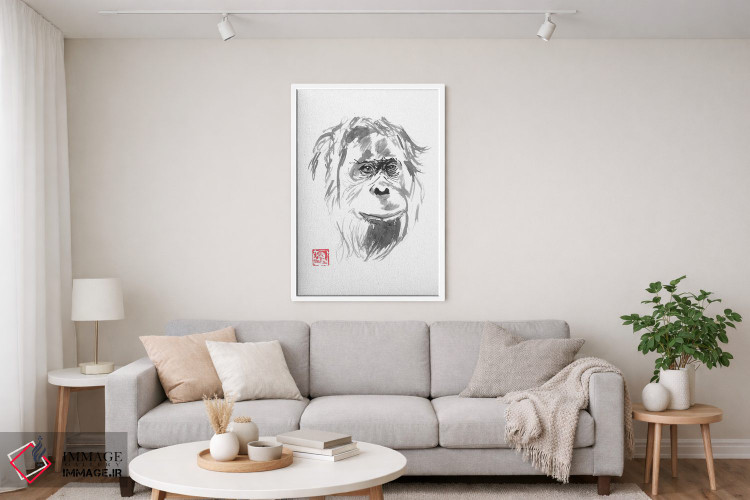 تابلو دکوراتیو لبخند اورانگوتان اثر پشان - D3W