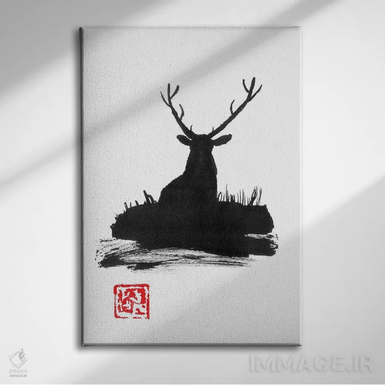 تابلو دکوراتیو گوزن ۲ اثر پشان - نمای روبهرو روی دیوار