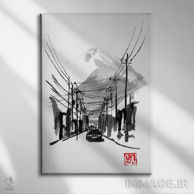 تابلو دکوراتیو فوجی یوشیدا اثر پشان - نمای روبهرو روی دیوار