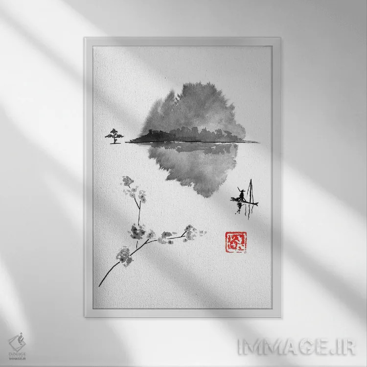 تابلو دکوراتیو ماهیگیر اثر پشان - نمای قابدار سفید