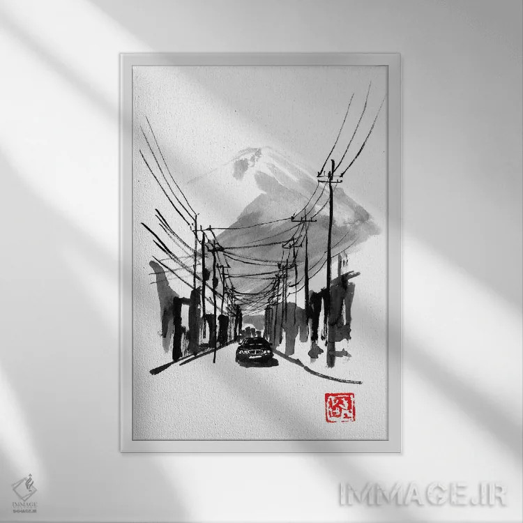 تابلو دکوراتیو فوجی یوشیدا اثر پشان - نمای قابدار سفید