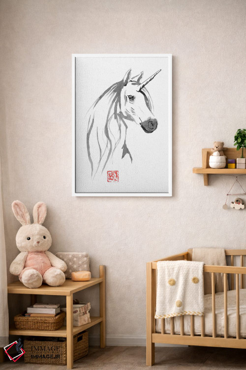 تابلو دکوراتیو اسب تک شاخ برای فروش اثر پشان - D3W