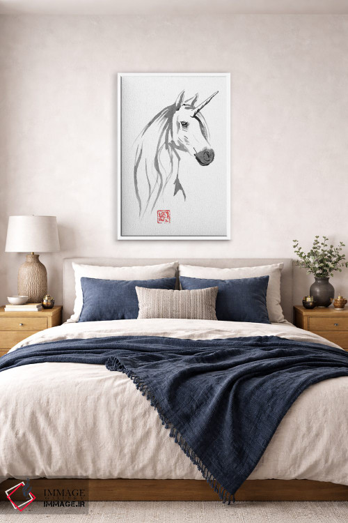 تابلو دکوراتیو اسب تک شاخ برای فروش اثر پشان - D5W