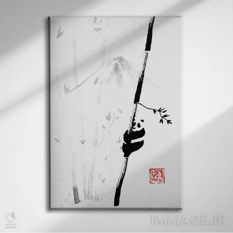 تابلو دکوراتیو پاندا روی درخت III اثر پشان - نمای روبهرو روی دیوار