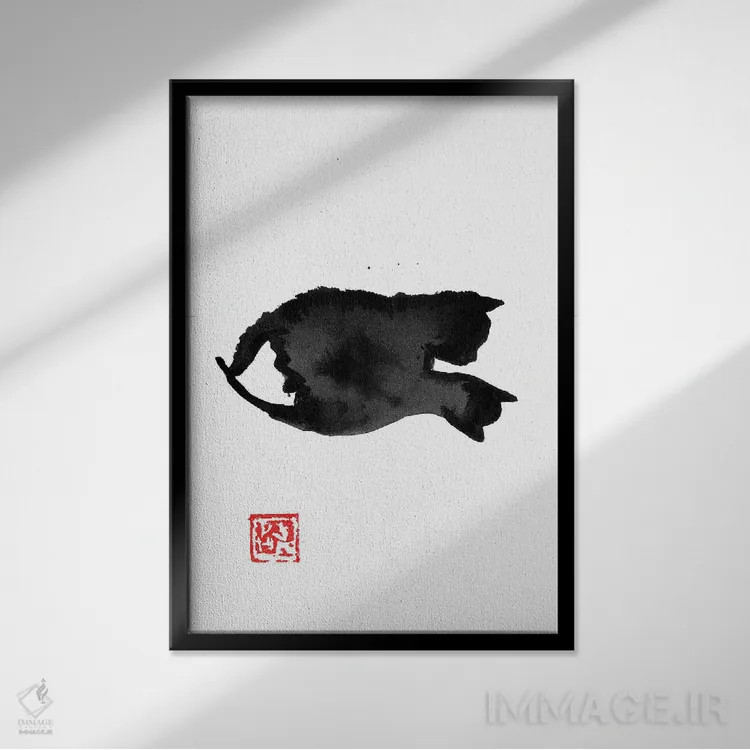 تابلو مینیمال کک ها اثر پشان - نمای قابدار مشکی