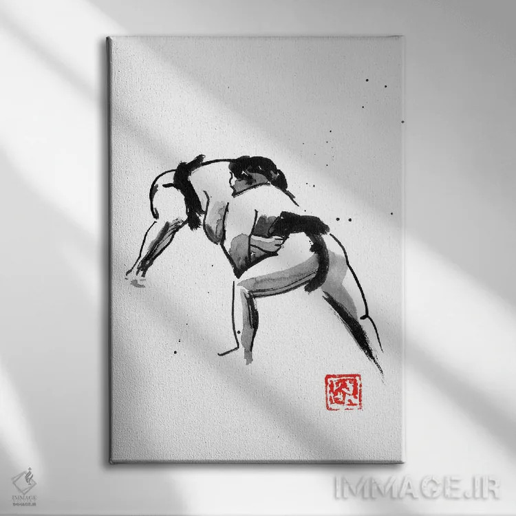 تابلو دکوراتیو کشتی گیر سوماتوری اثر پشان - نمای روبهرو روی دیوار