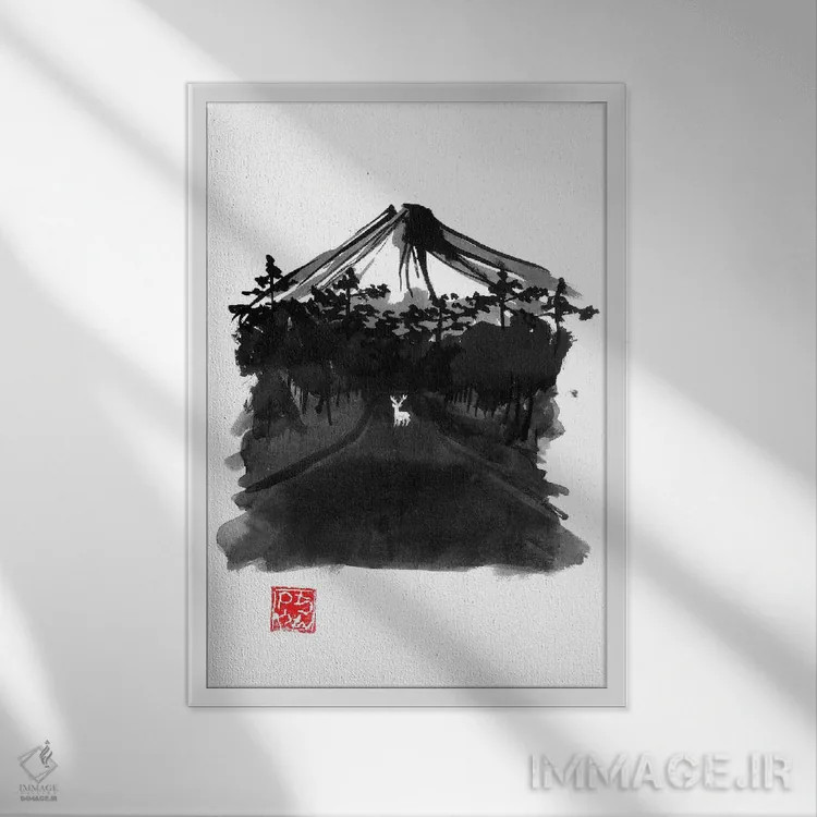 تابلو دکوراتیو جاده ای در ژاپن اثر پشان - نمای قابدار سفید