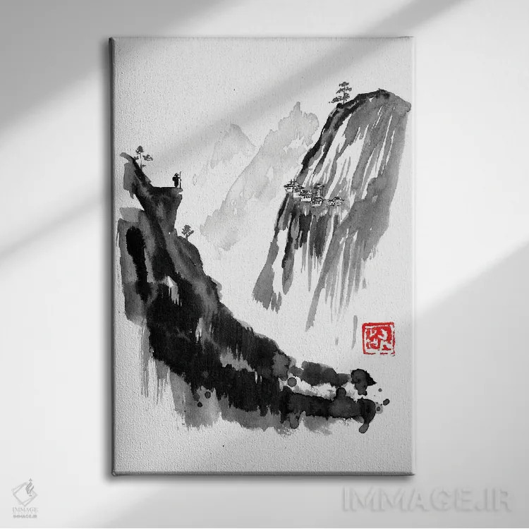 تابلو دکوراتیو مسافر و دهکده اثر پشان - نمای روبهرو روی دیوار