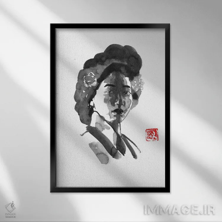 تابلو دکوراتیو طرف تاریک ملکه اثر پشان - نمای قابدار مشکی