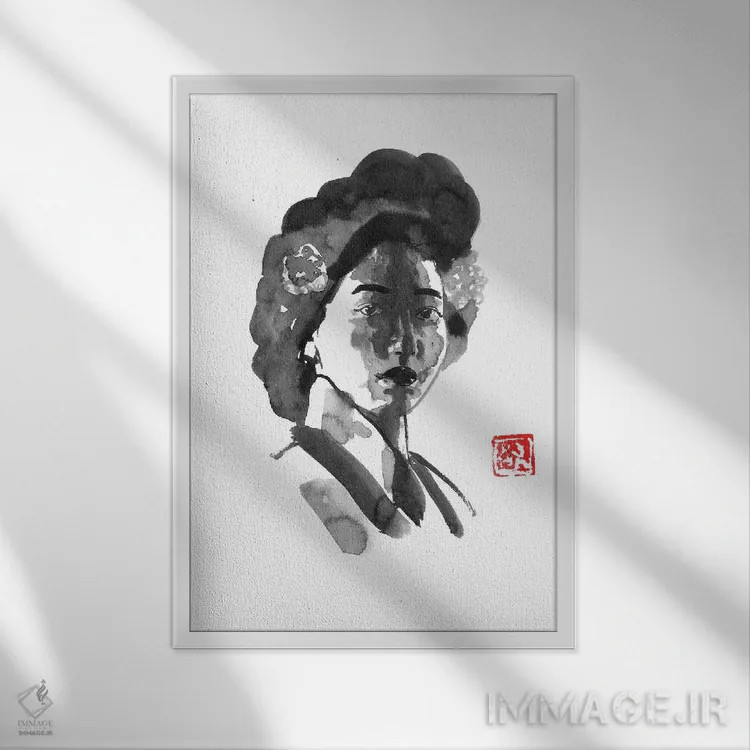 تابلو دکوراتیو طرف تاریک ملکه اثر پشان - نمای قابدار سفید