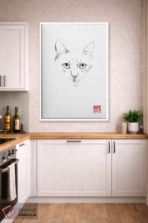 تابلو مینیمال گربه زنجبیلی اثر پشان - D4W