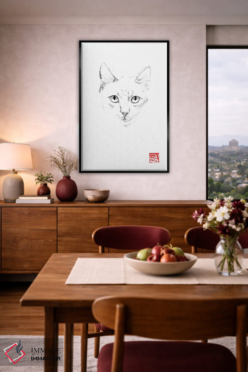 تابلو مینیمال گربه زنجبیلی اثر پشان - D5B