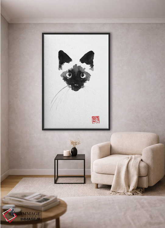 تابلو مینیمال گربه سیامی اثر پشان - D1B