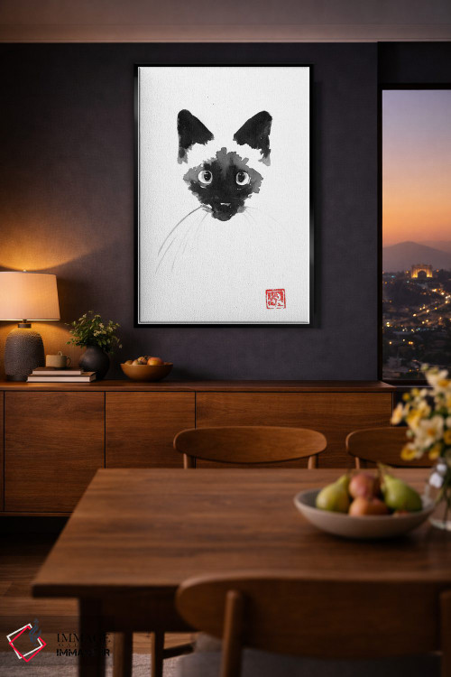 تابلو مینیمال گربه سیامی اثر پشان - D2B
