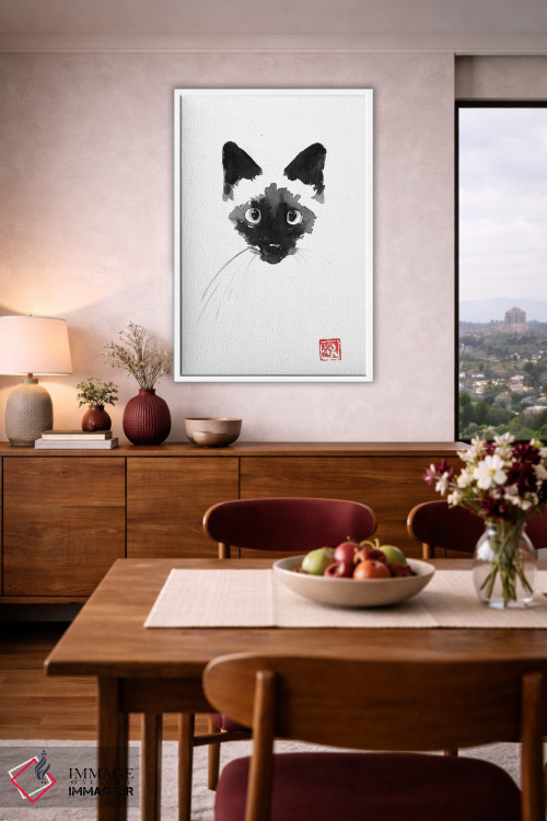 تابلو مینیمال گربه سیامی اثر پشان - D3W