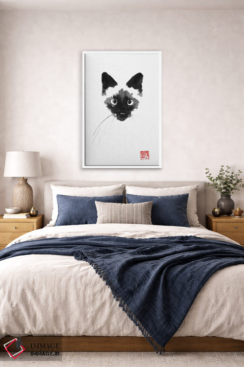 تابلو مینیمال گربه سیامی اثر پشان - D5W